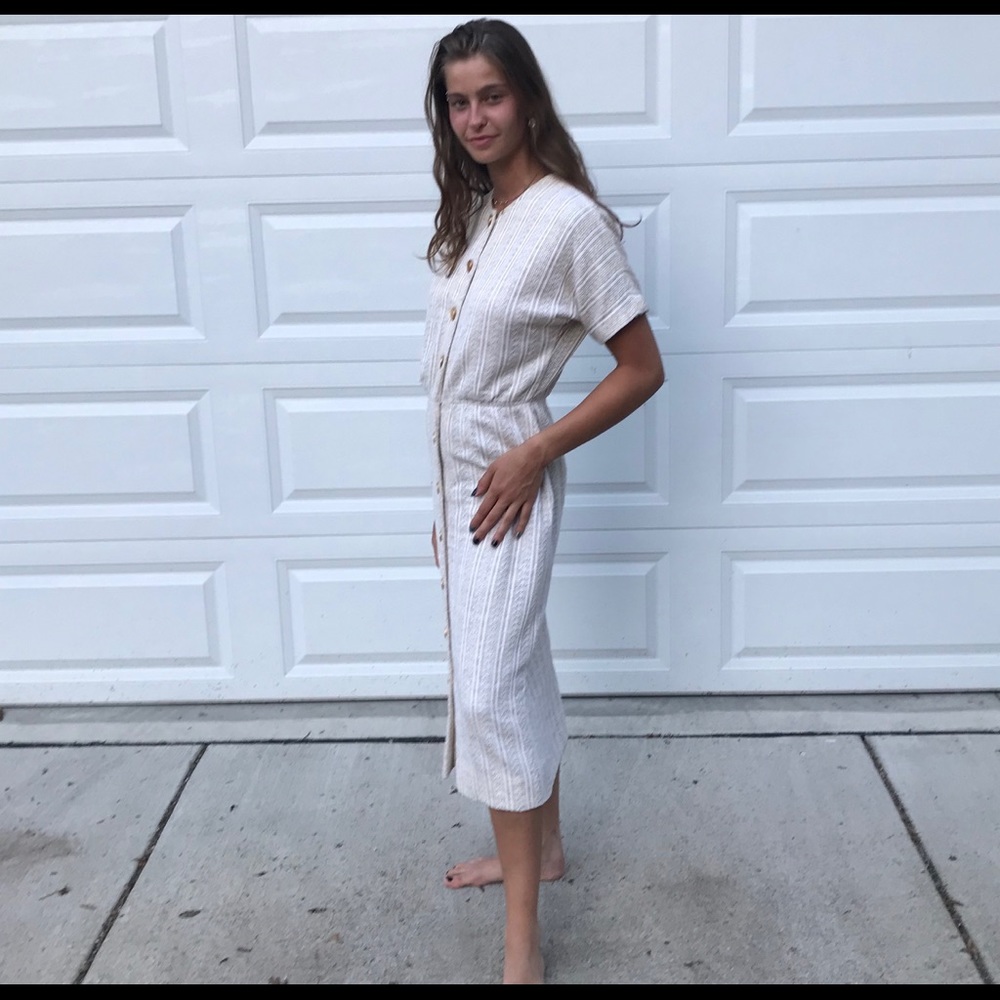 Vintage 1950s pencil tight gold button dress